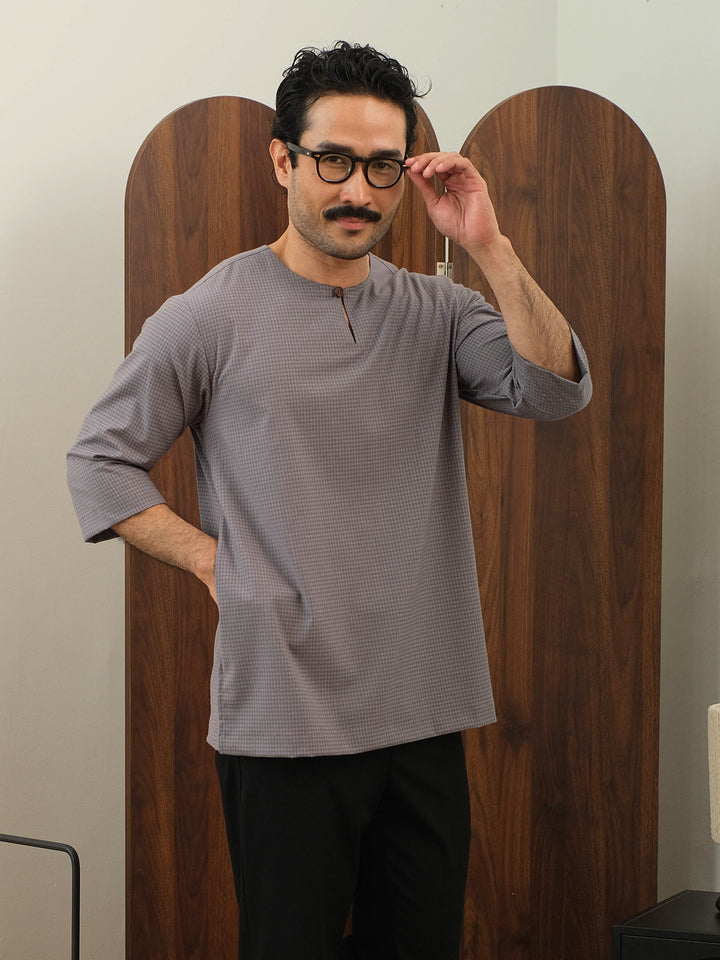 Kurta Larik Petak - Soft Blue