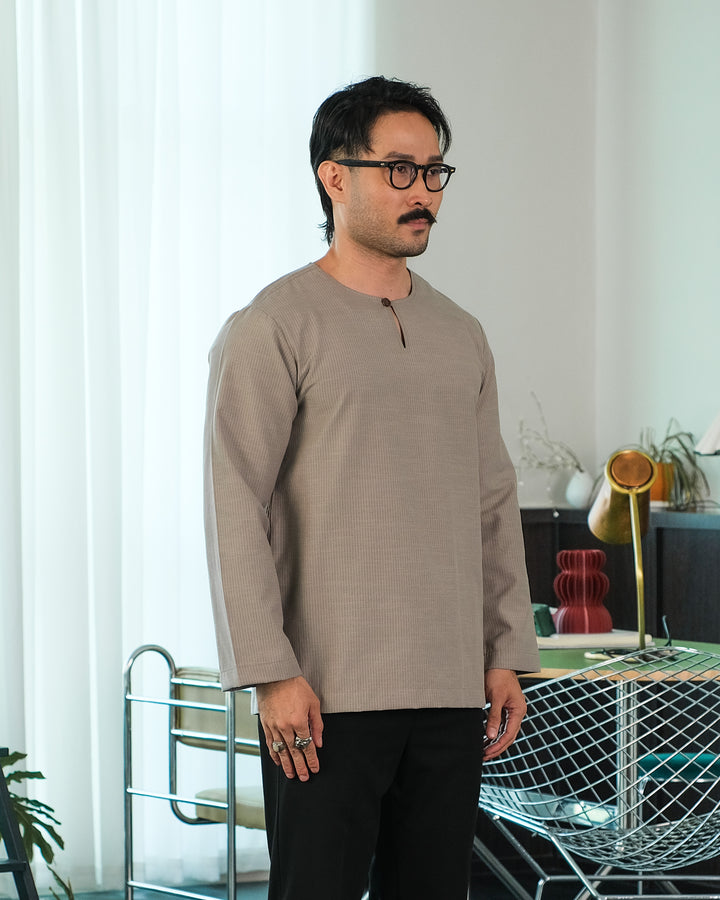 Kurta Malek Garis - Soft Grey