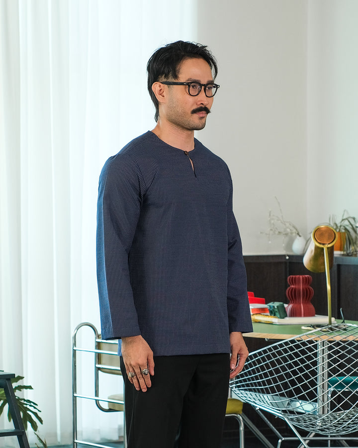 Kurta Malek Garis - Navy Blue