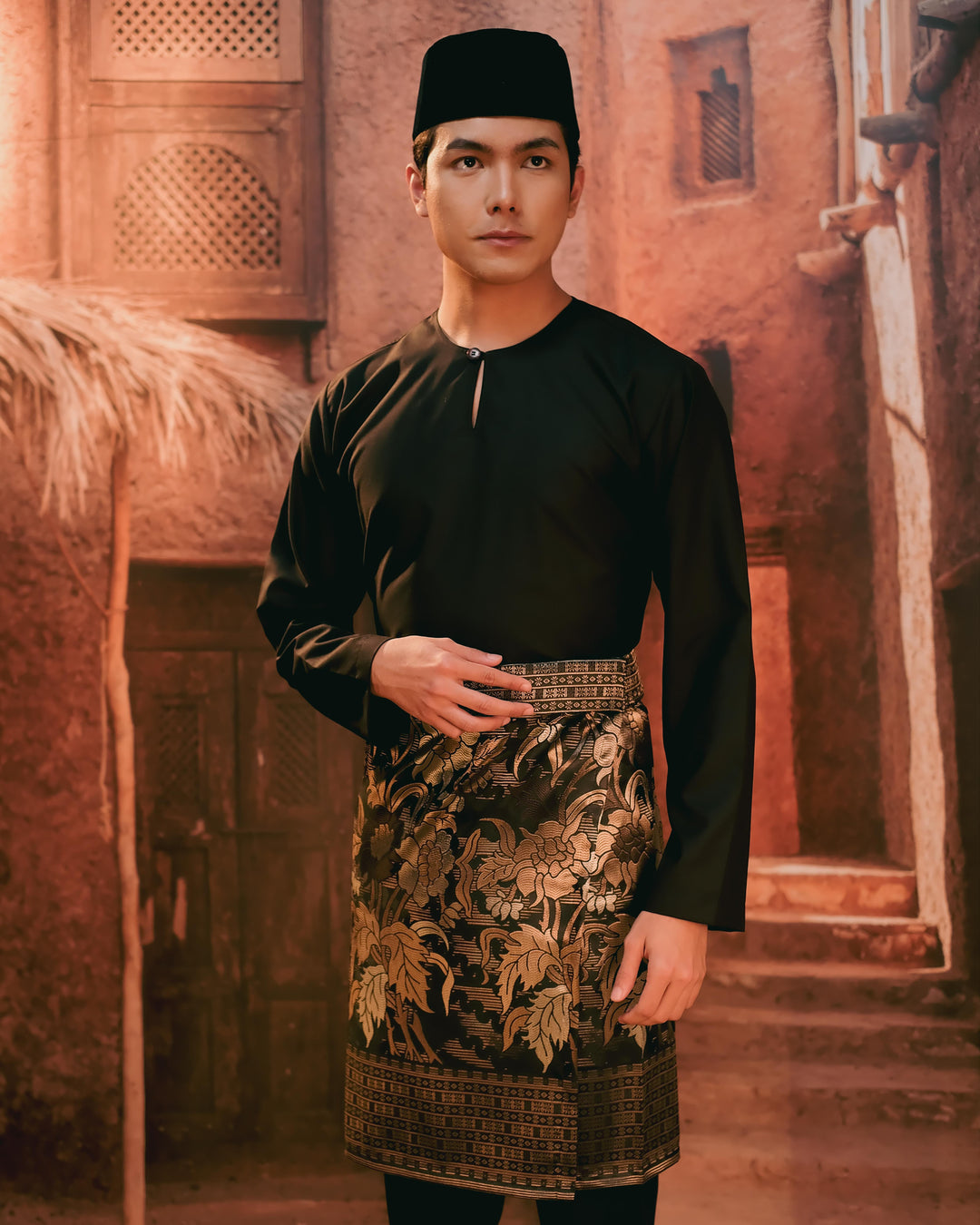 Baju Melayu Teluk Belanga - Black - SampinExclusiveMy