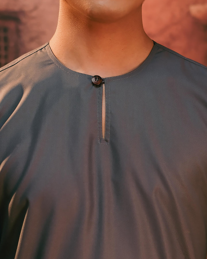 Baju Melayu Teluk Belanga - Dark Grey - SampinExclusiveMy