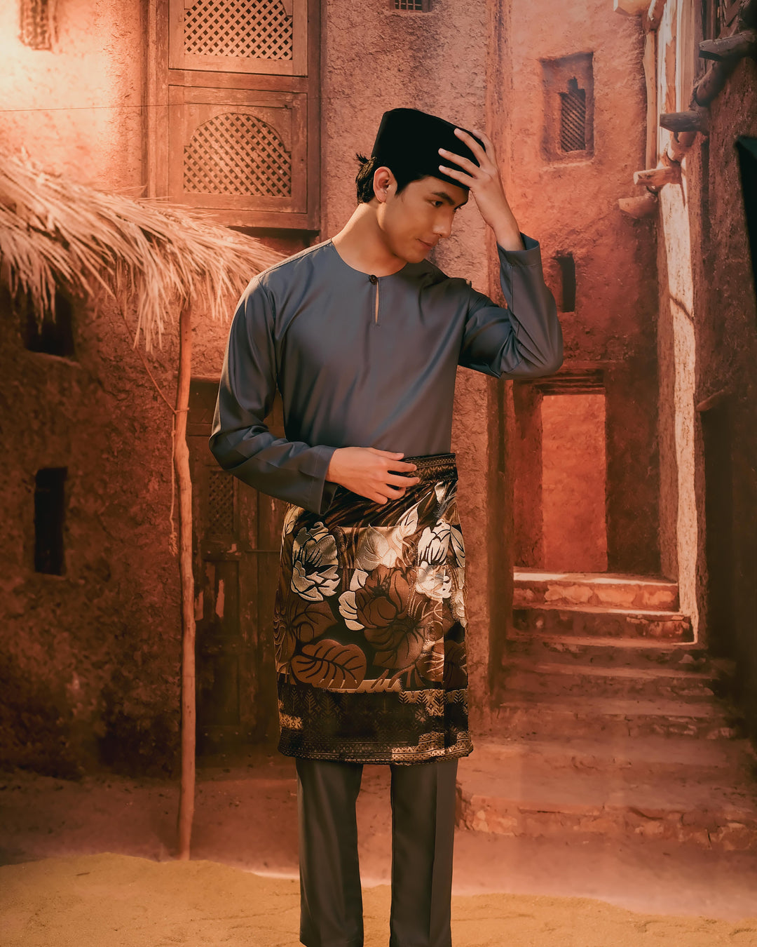 Baju Melayu Teluk Belanga - Dark Grey - SampinExclusiveMy