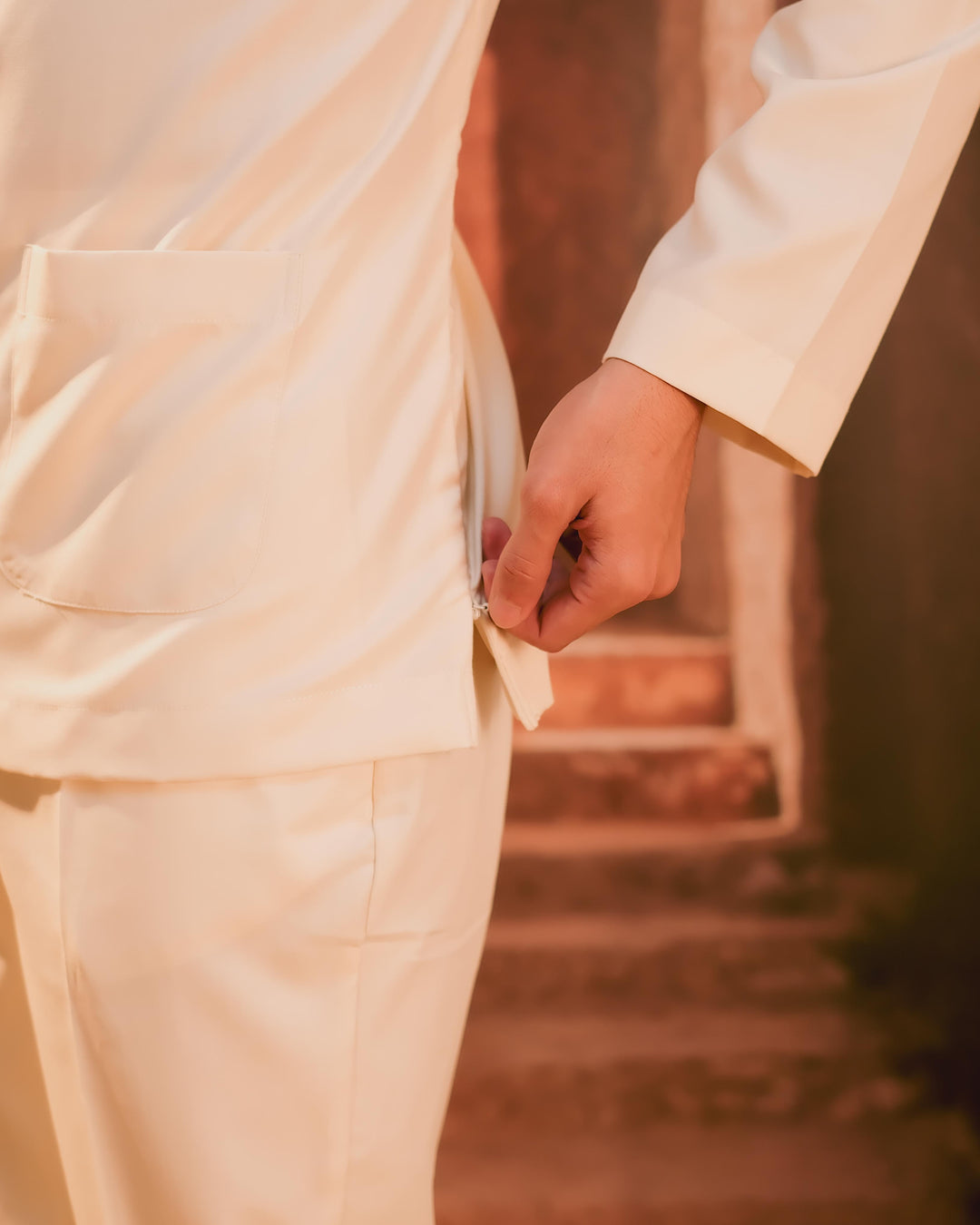 Baju Melayu Teluk Belanga - Cream - SampinExclusiveMy