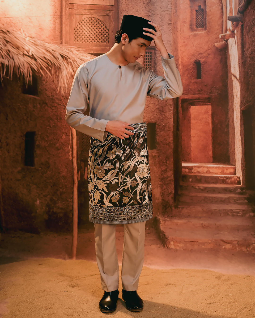 Baju Melayu Teluk Belanga - Soft Grey - SampinExclusiveMy