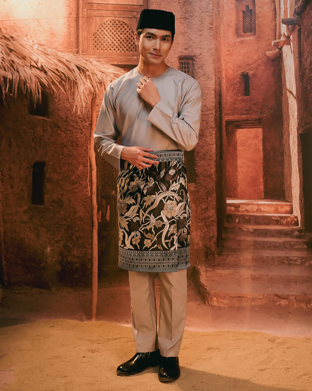 Baju Melayu Teluk Belanga - Soft Grey - SampinExclusiveMy