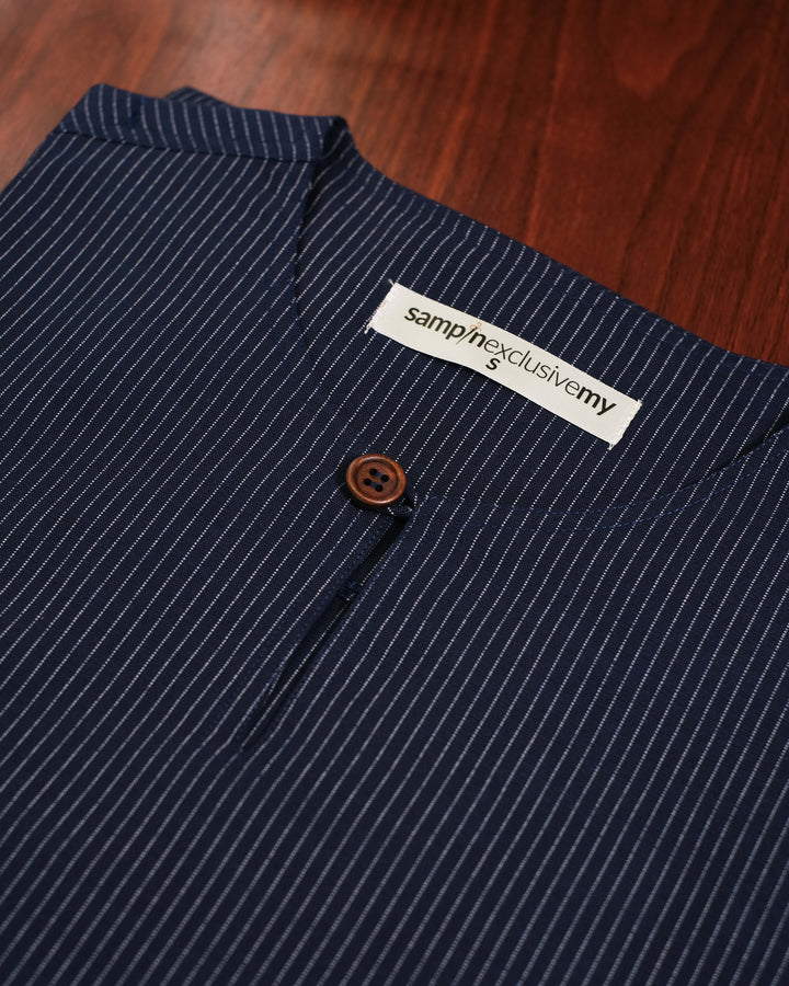 Kurta Malek Garis - Navy Blue