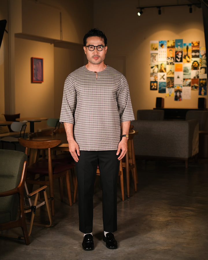 Kurta Larik Petak - Black