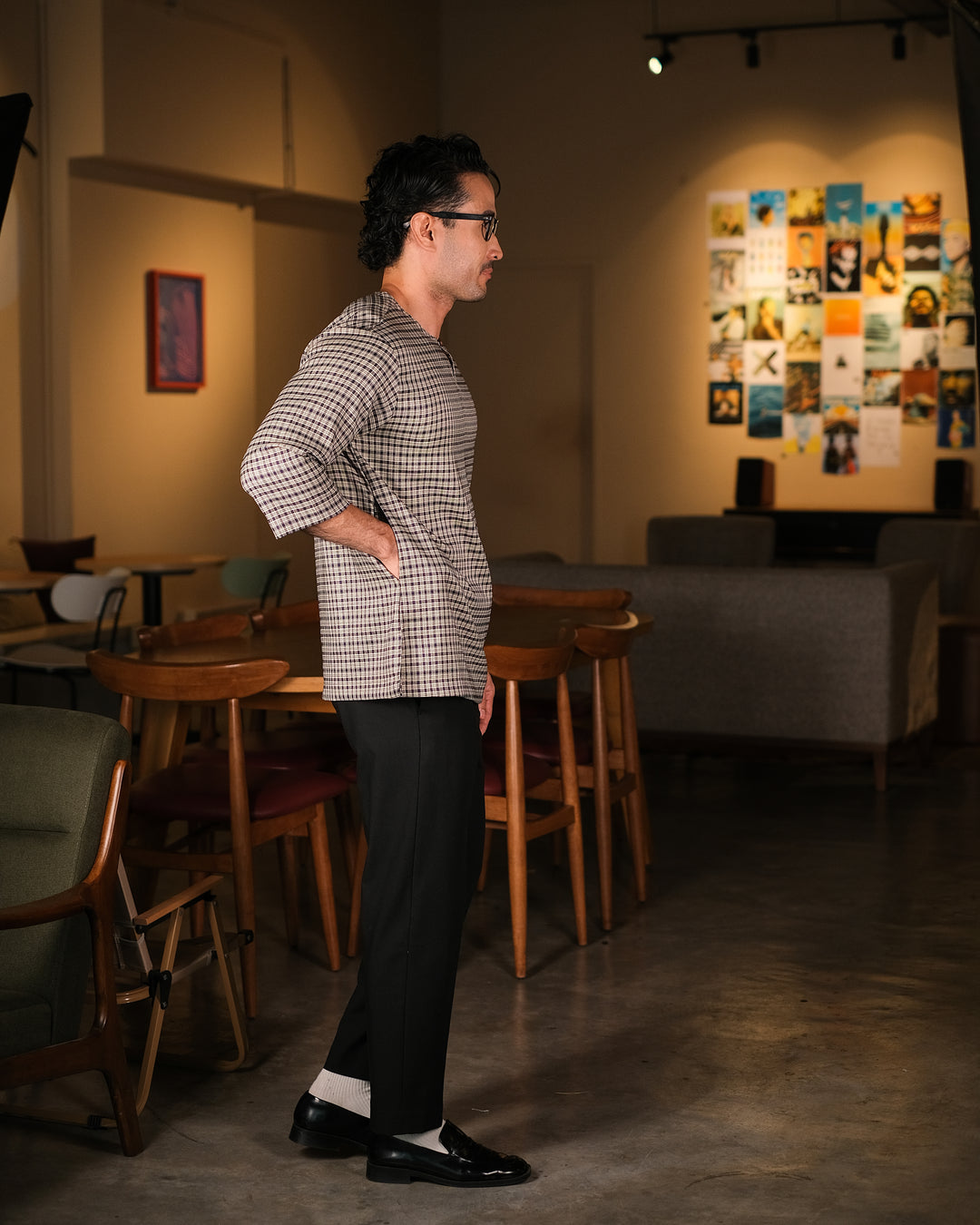 Kurta Larik Petak - Black