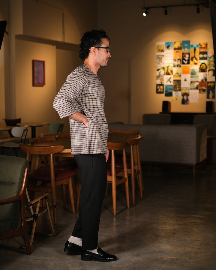 Kurta Larik Petak - Black