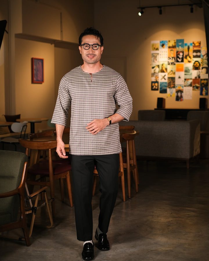 Kurta Larik Petak - Black