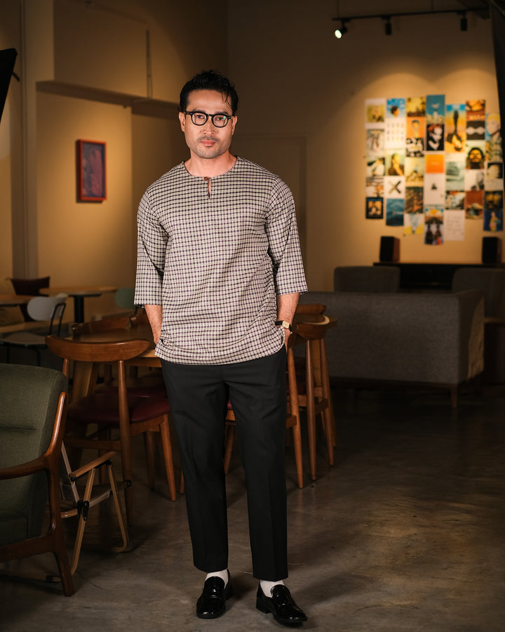 Kurta Larik Petak - Black