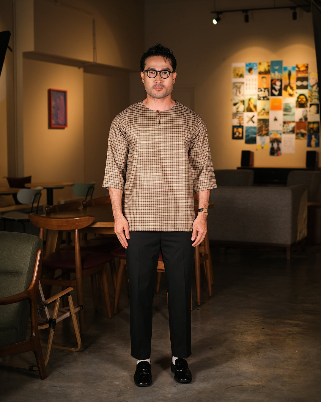 Kurta Larik Petak - Moss Green