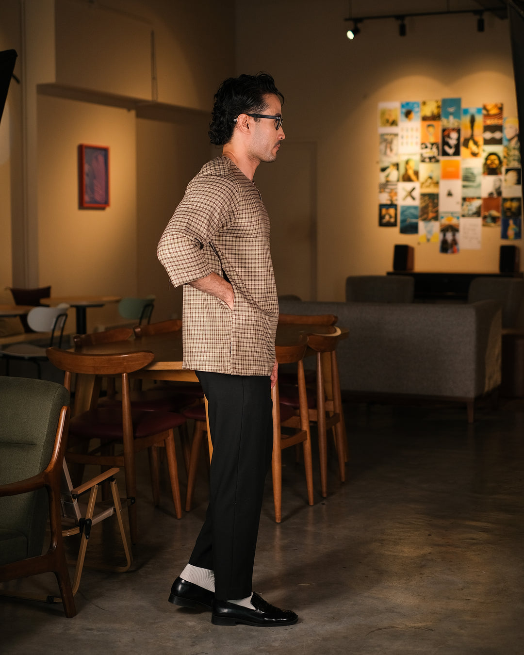Kurta Larik Petak - Moss Green