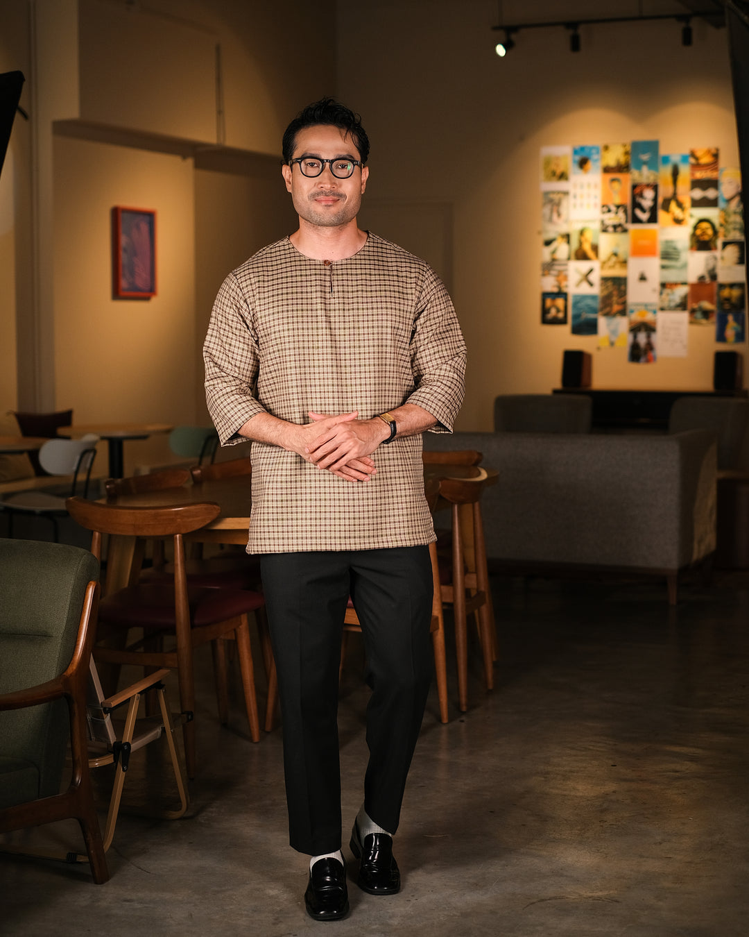 Kurta Larik Petak - Moss Green