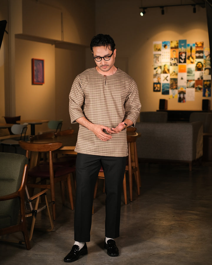 Kurta Larik Petak - Moss Green
