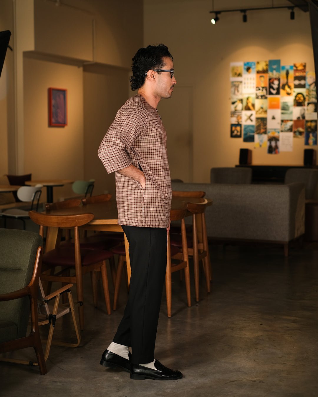 Kurta Larik Petak - Burgundy
