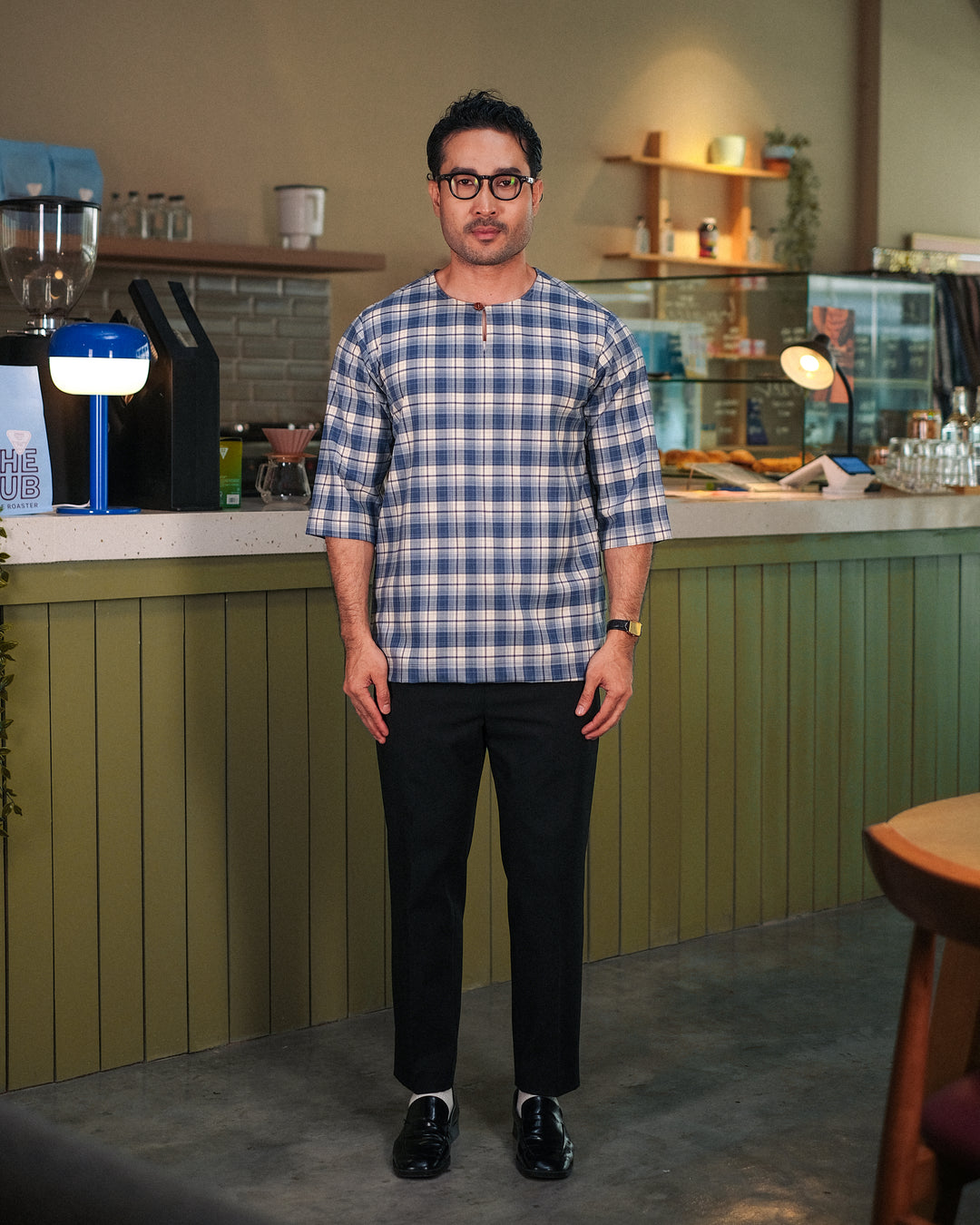 Kurta Larik Pelikat - Soft Blue