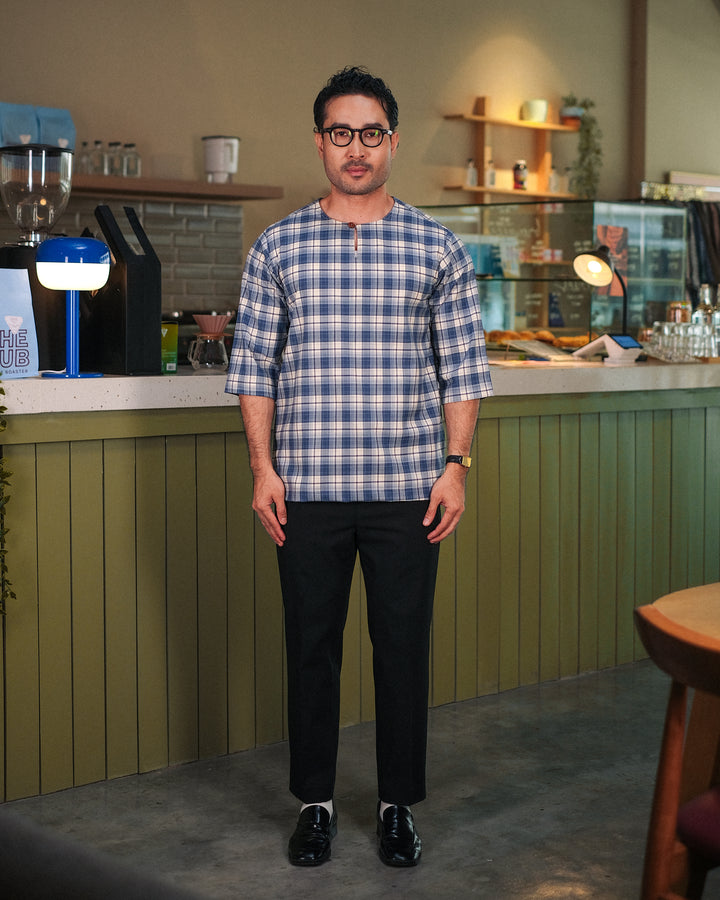 Kurta Larik Pelikat - Soft Blue