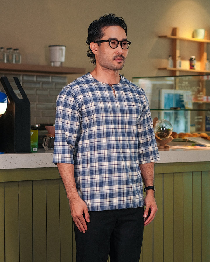 Kurta Larik Pelikat - Soft Blue