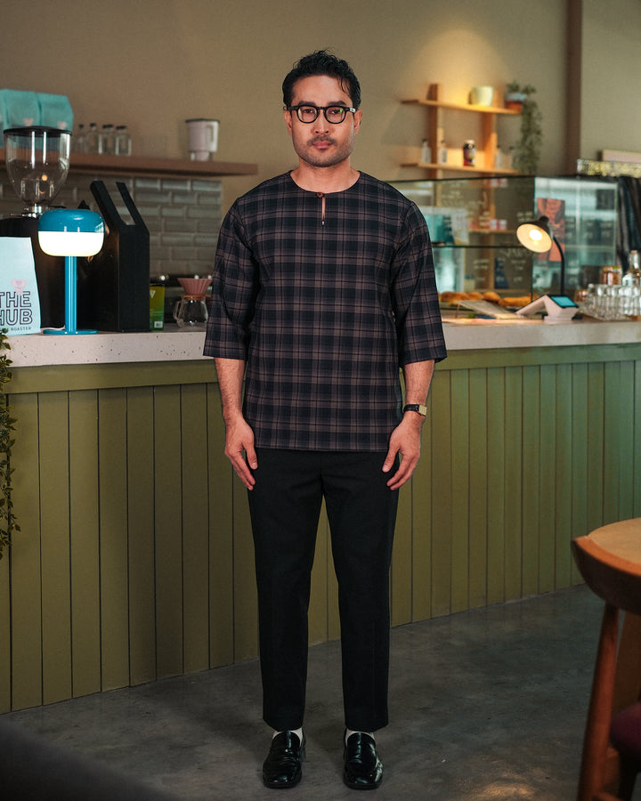 Kurta Larik Pelikat - Blue Black