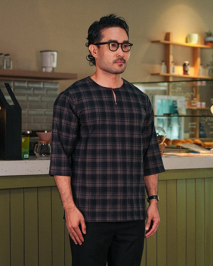 Kurta Larik Pelikat - Blue Black