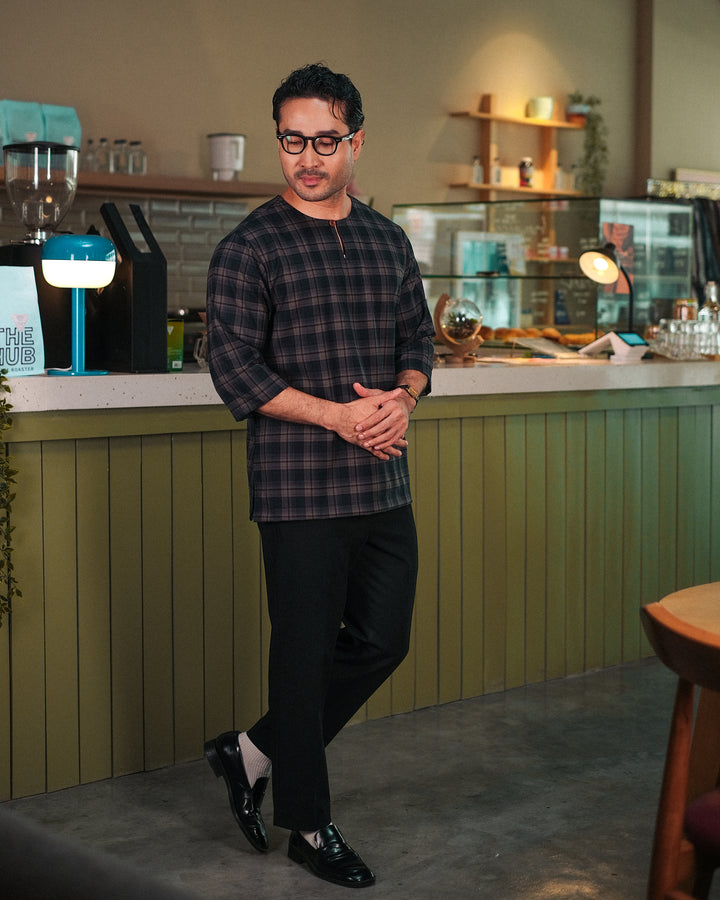 Kurta Larik Pelikat - Blue Black