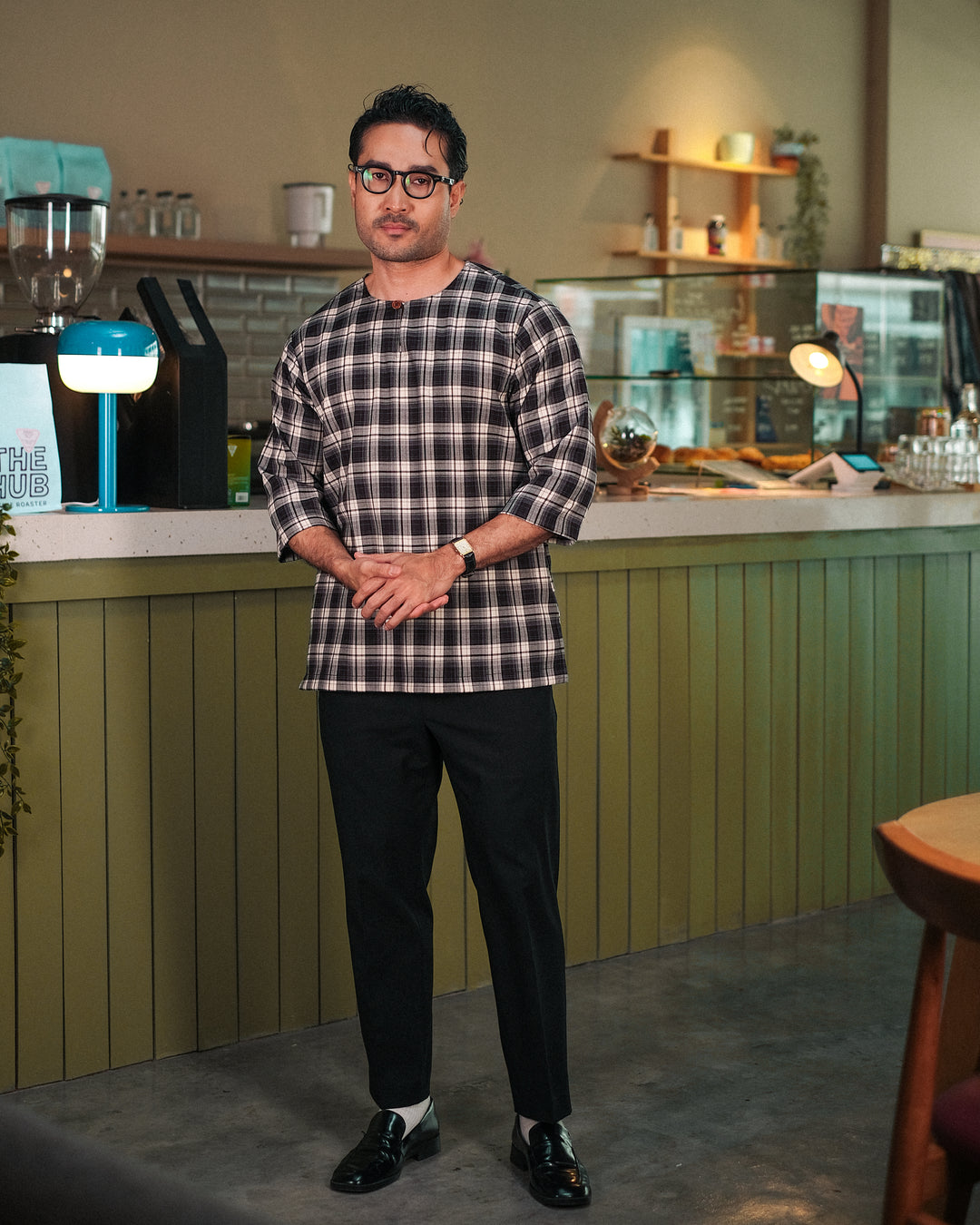Kurta Larik Pelikat - Soft Blue