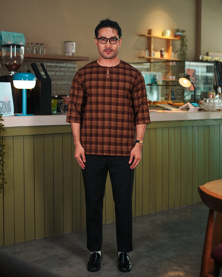 Kurta Larik Pelikat - Brown