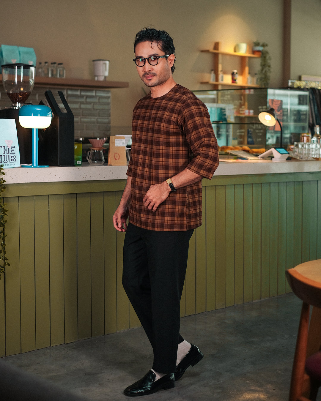 Kurta Larik Pelikat - Brown
