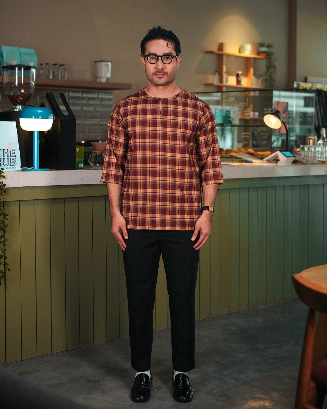 Kurta Larik Pelikat - Maroon