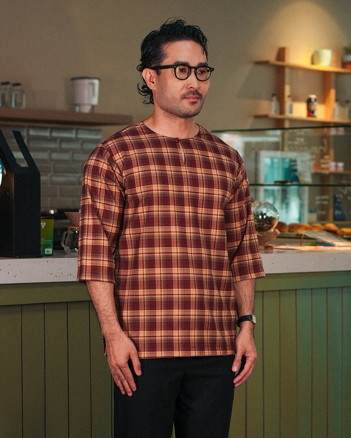 Kurta Larik Pelikat - Maroon
