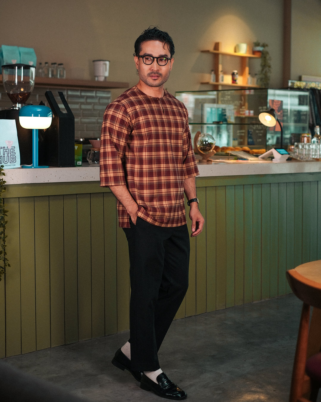 Kurta Larik Pelikat - Maroon