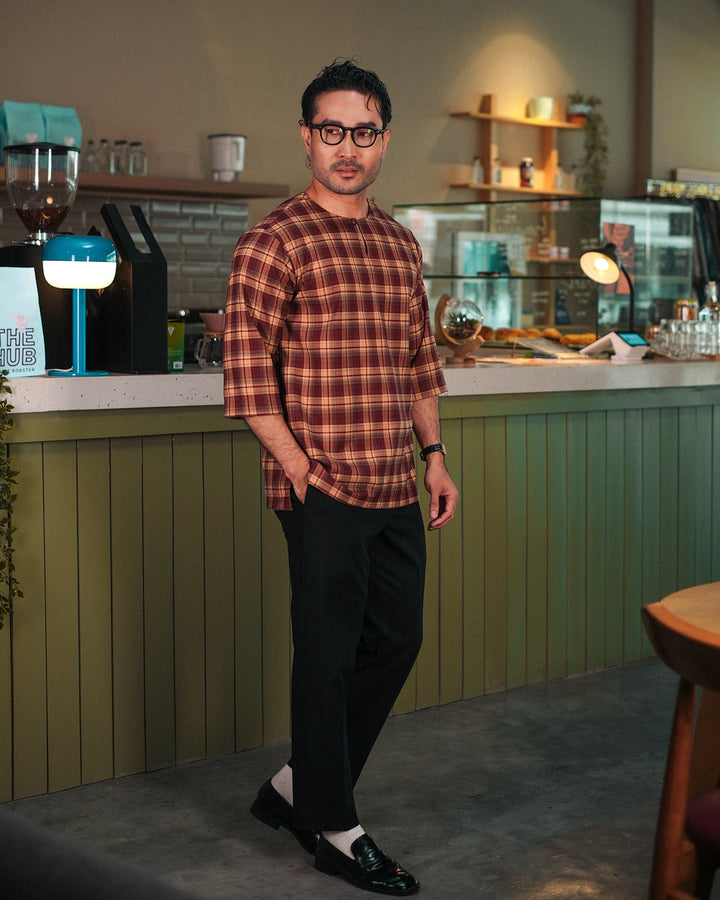 Kurta Larik Pelikat - Maroon