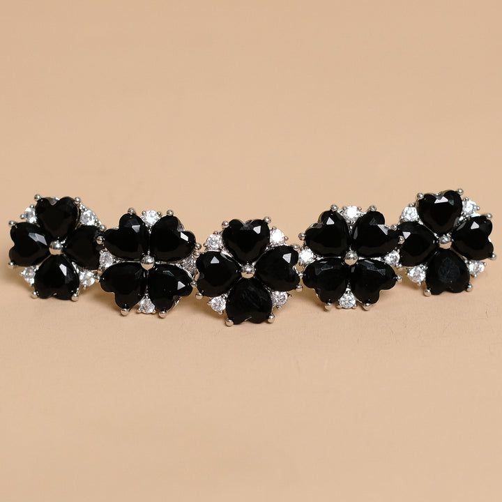 Butang zircon Jasmine - Black