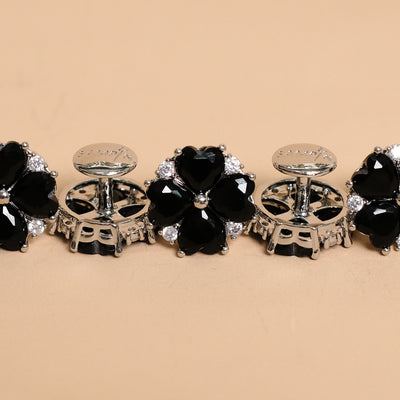 Butang zircon Jasmine - Black