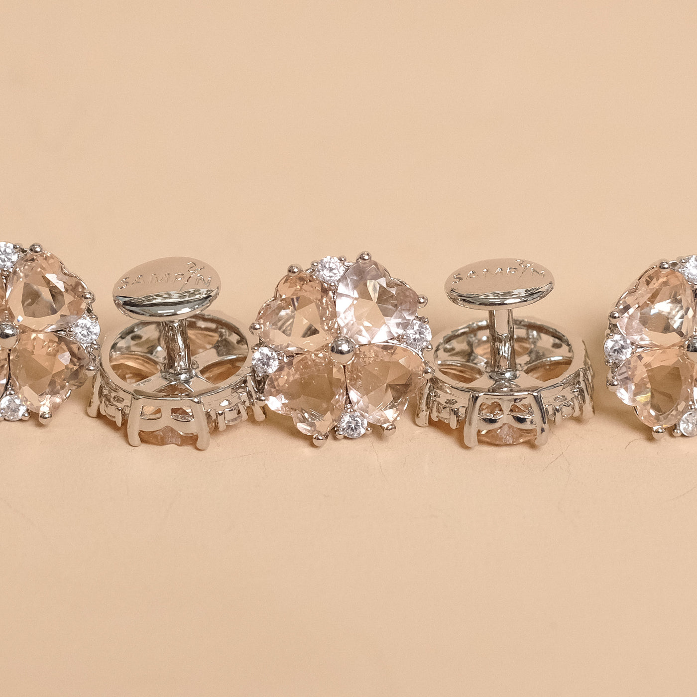 Butang zircon Jasmine - Champagne