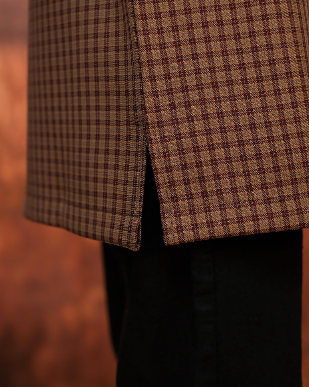 Kurta Larik Petak Kid - Maroon