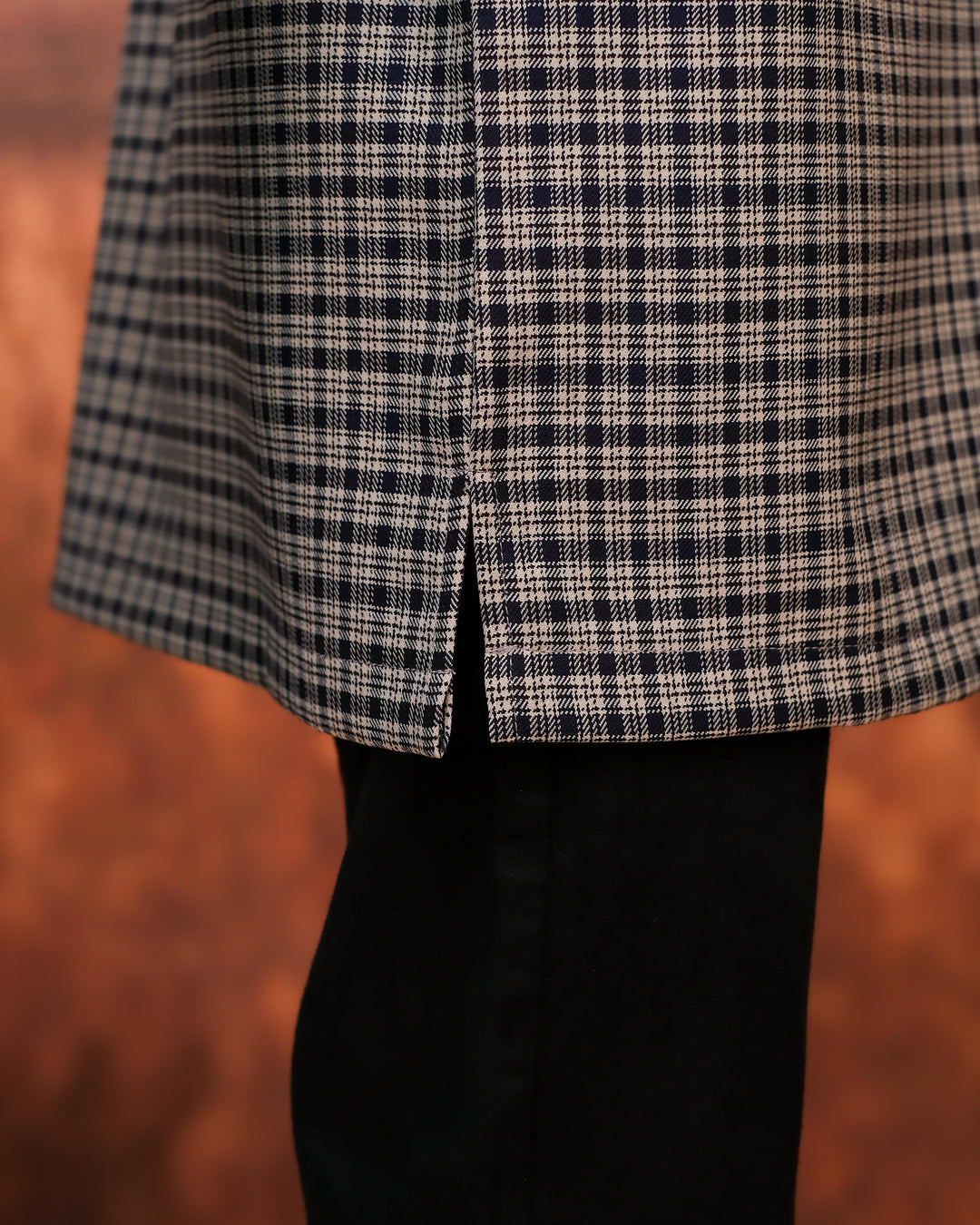 Kurta Larik Petak Kid - Navy Blue