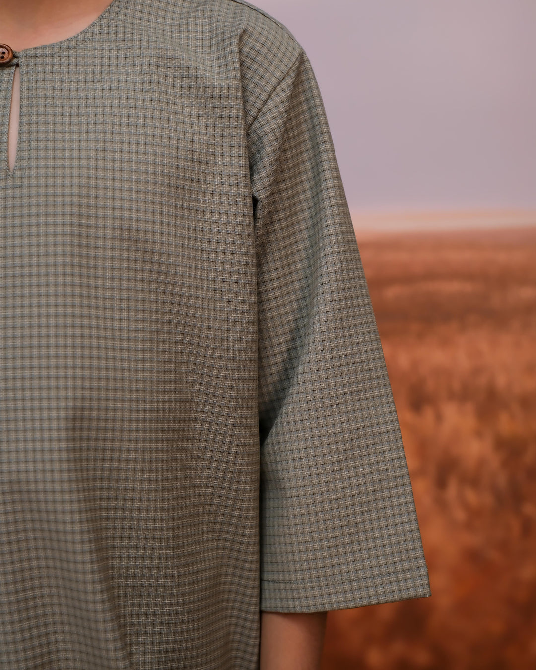 Kurta Larik Petak Kid - Sage Green