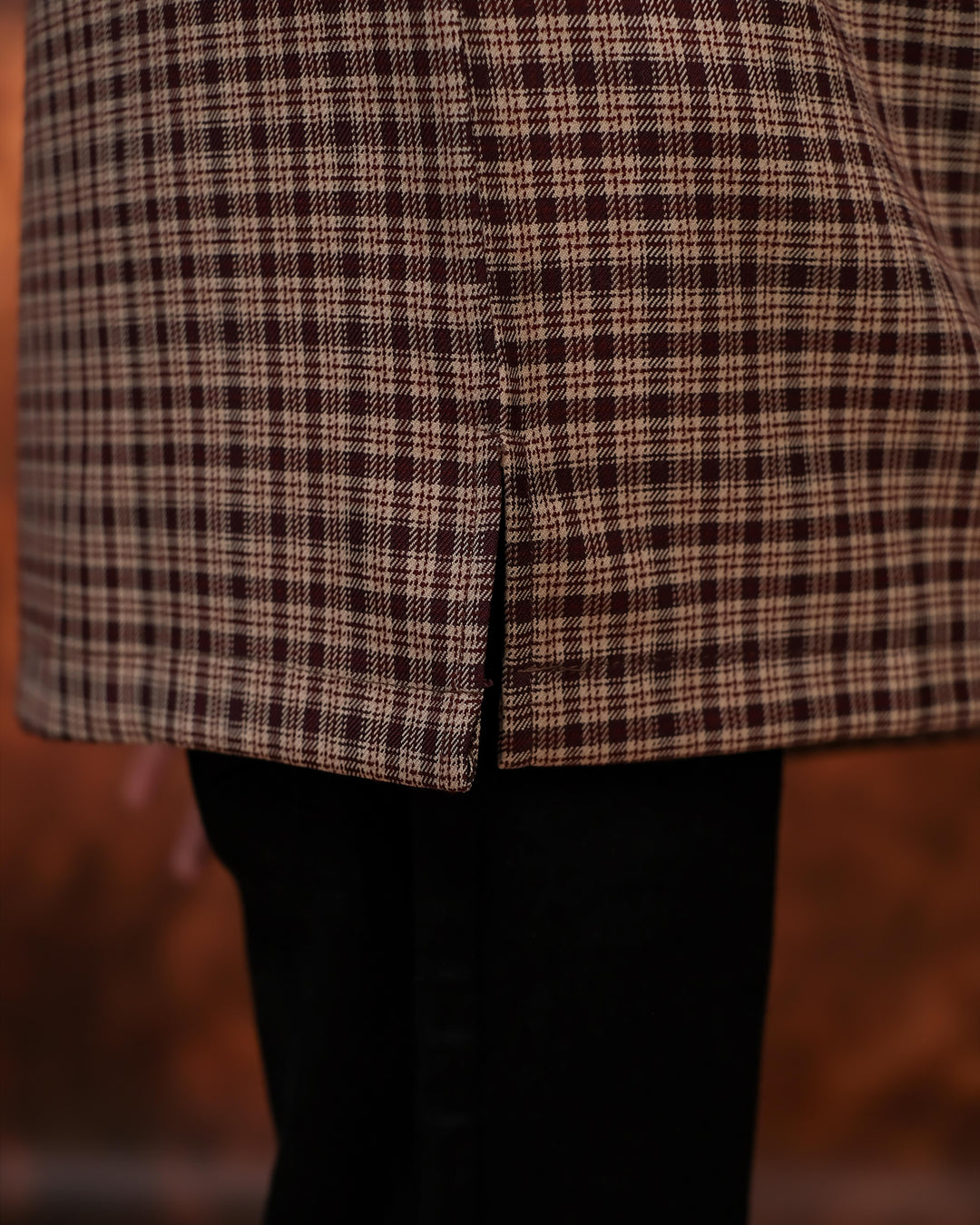 Kurta Larik Petak Kid - Burgundy
