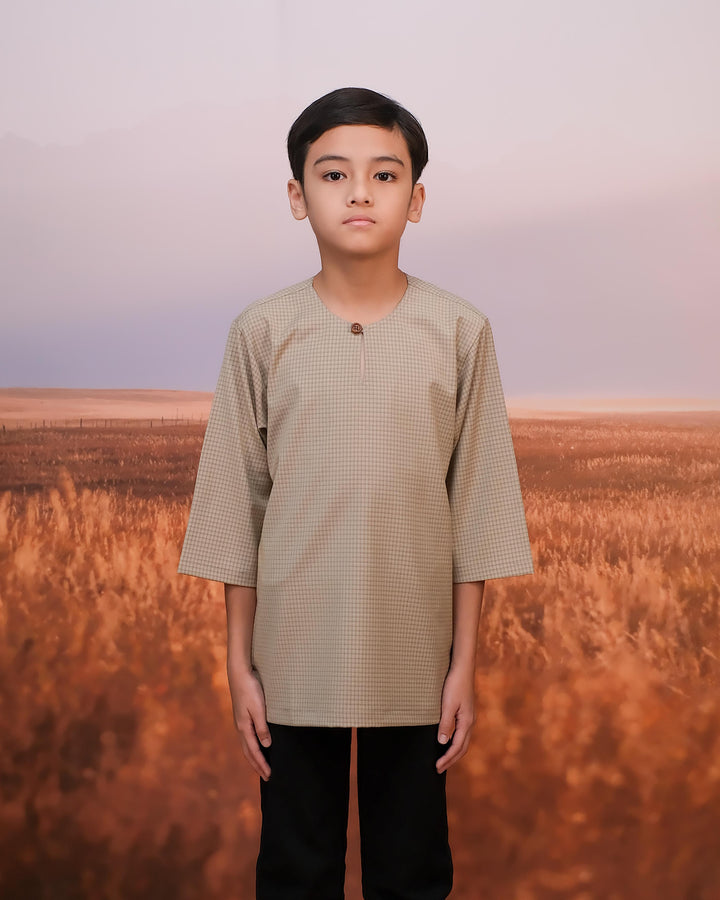 Kurta Larik Petak Kid - Cream