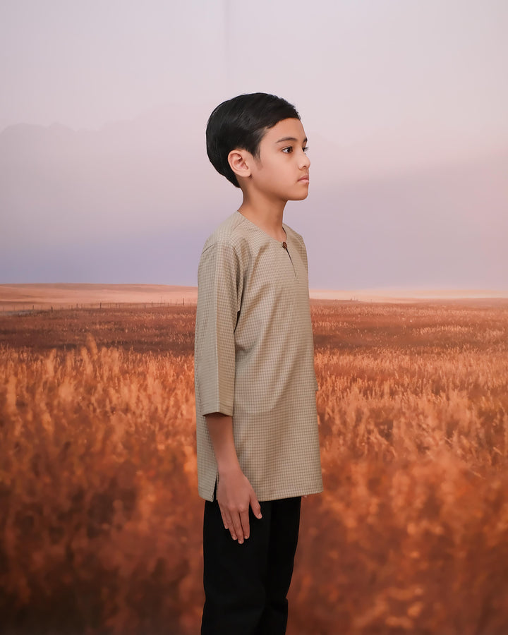 Kurta Larik Petak Kid - Cream