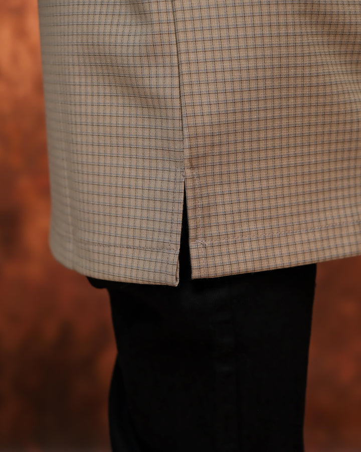 Kurta Larik Petak Kid - Cream