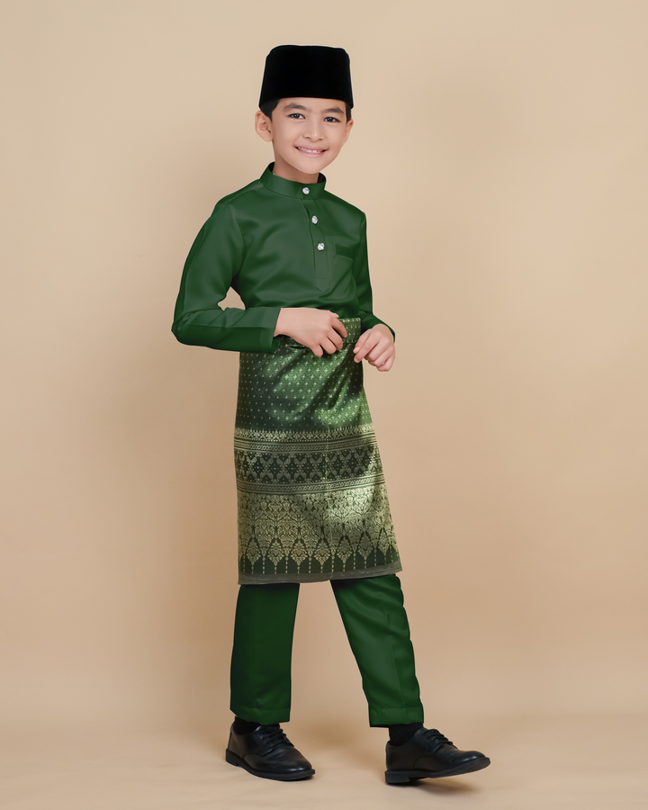 Baju Melayu Luxe Kids - Emerald Green