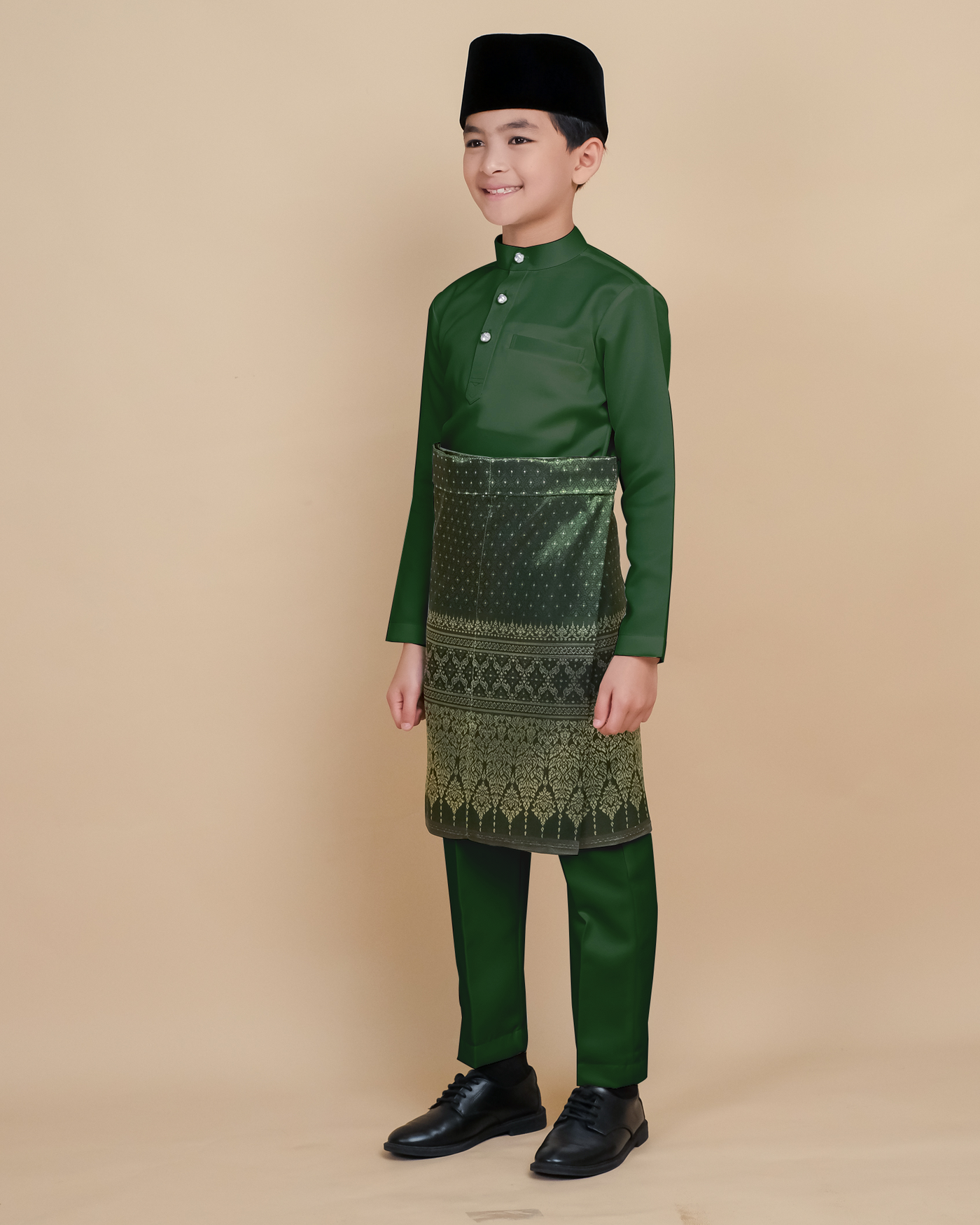 Baju Melayu Luxe Kids - Emerald Green