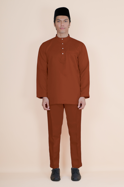 Baju Melayu Luxe - Orange Brick
