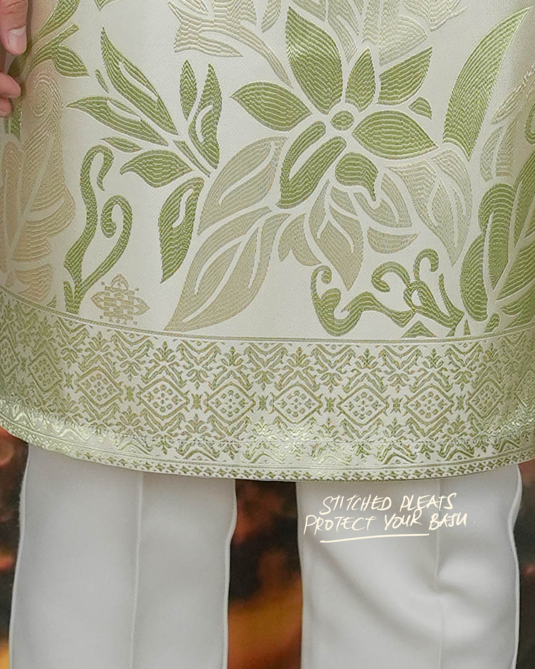Mawar Original Sampin Adult - Offwhite & Soft Green