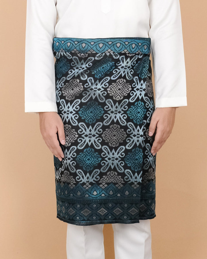 Songket Instant - Black Softblue & Silver (SI 118) - SampinExclusiveMy