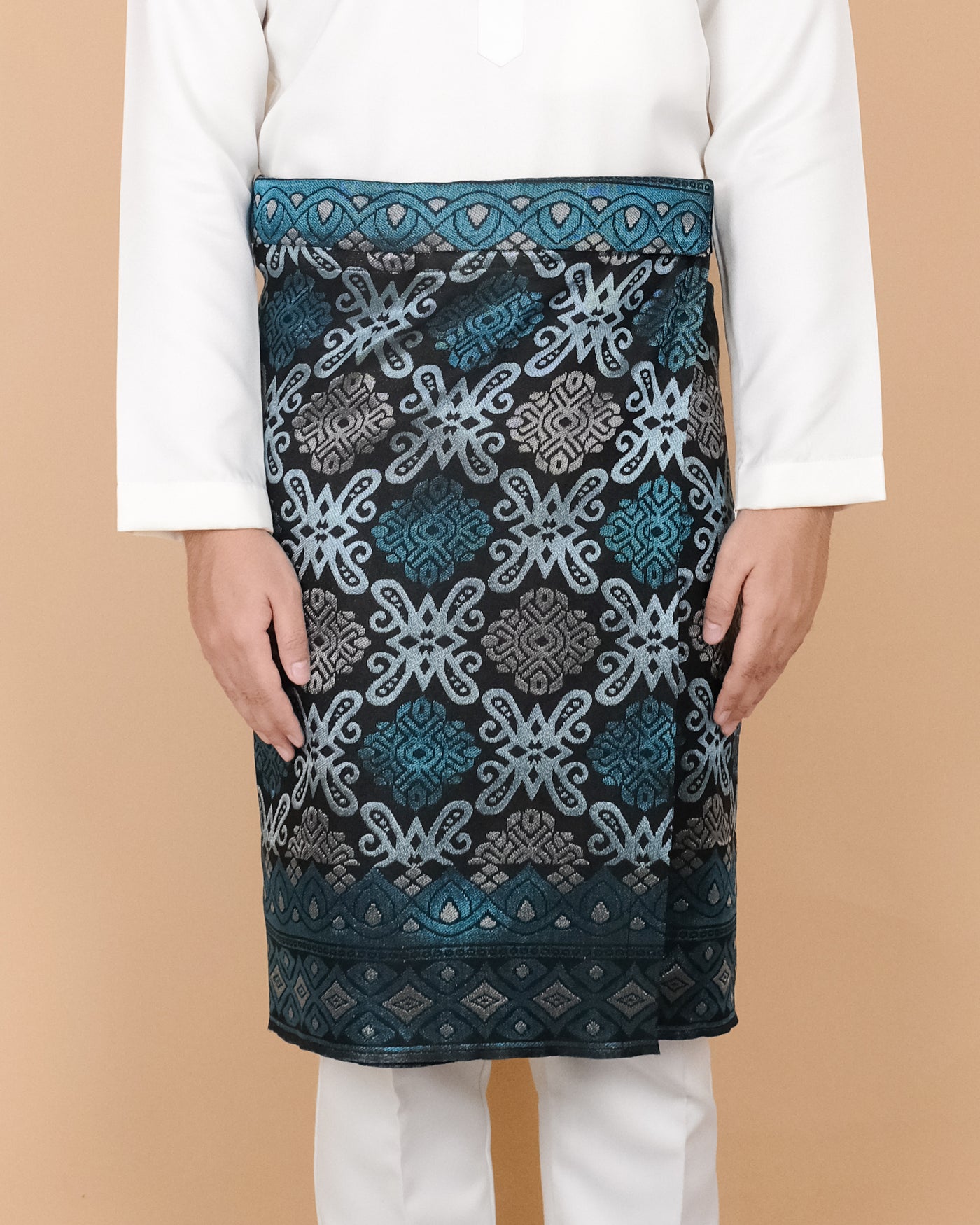 Songket Instant - Black Softblue & Silver (SI 118)