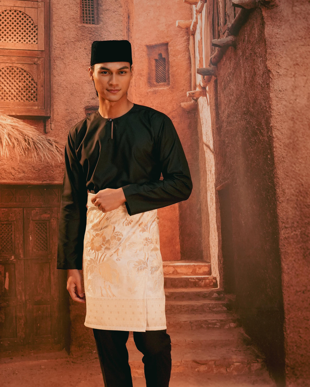 Bunga Raya Instant Sampin Adult - Offwhite & Gold